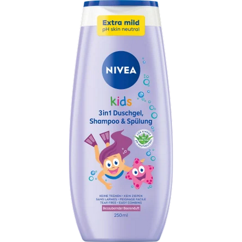 Nivea Kids 3v1 sprchový gel šampon a kondicionér Borůvka