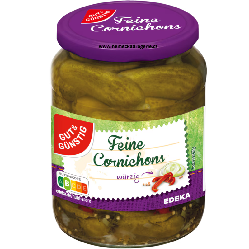 Nakladané uhorky Cornichons v pikantnom náleve Gut und Gunstig 670 g