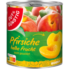 Broskve půlené ve sladkém nálevu  Gut und Gunstig 820 g