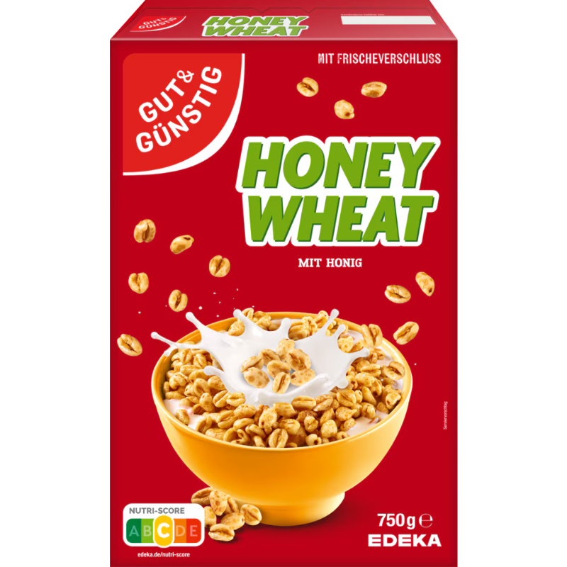 Foukané kukuřičné lupínky s medem Honey Wheat Gut und Gunstig 750 g